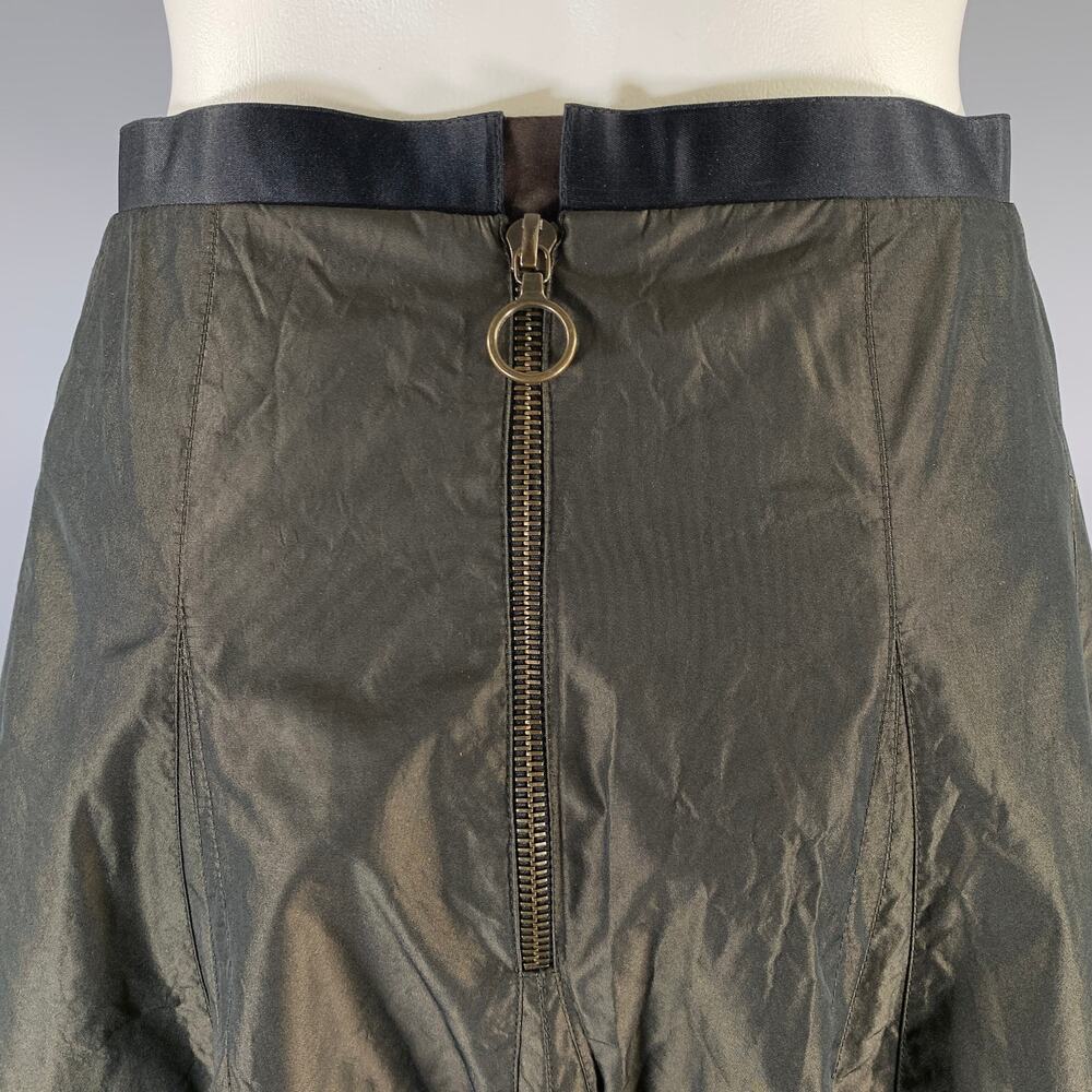 LANVIN Size L Green Olive Polyester A-Line Mid-Calf Skirt - Picture 4 of 6